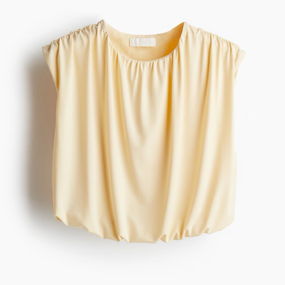 H&M Pale Yellow Cap-Sleeve Blouse